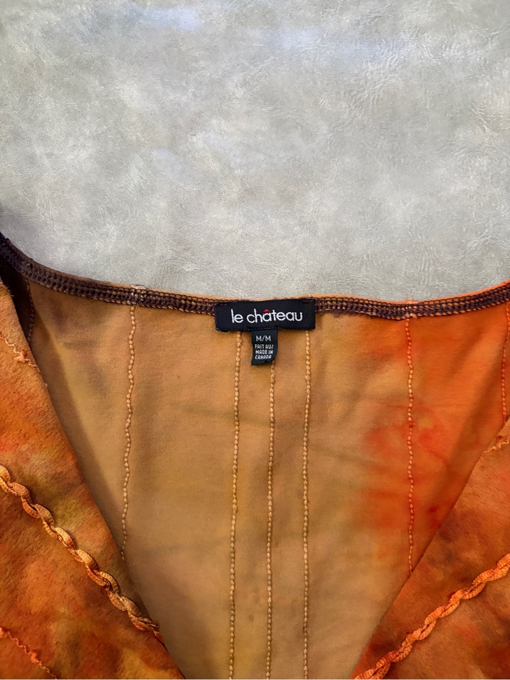 Y2K Le Chateau Orange Brown Fairy Whimsigoth Earthy Sequin Top - Picture 6 of 8